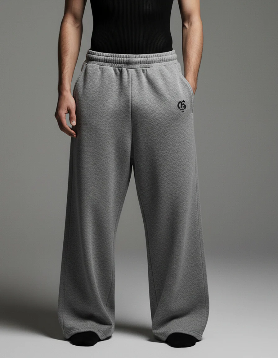 Basic Grey Genrage Baggy Pants - Image 3