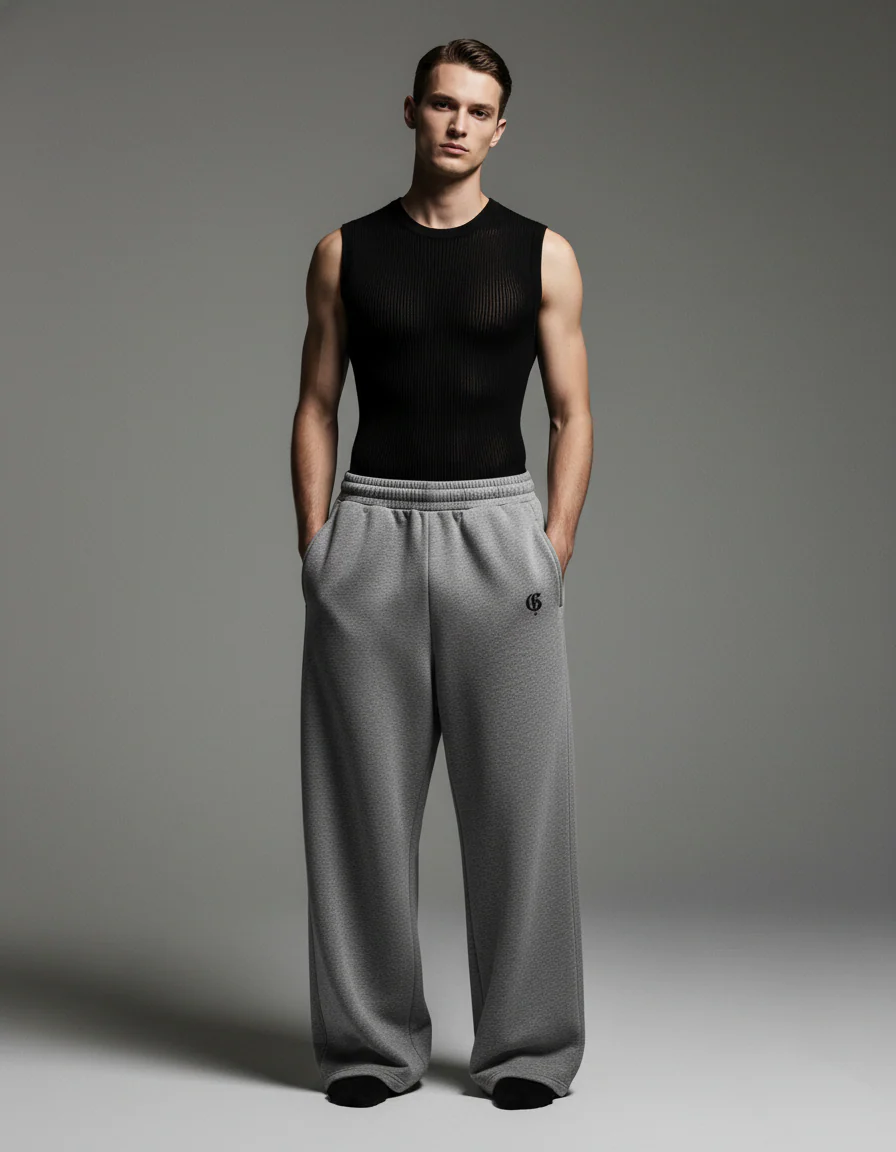 Basic Grey Genrage Baggy Pants - Image 4
