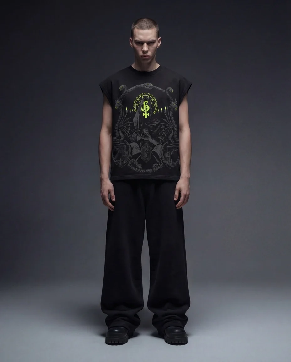 Chakra Black Boxy Unisex Vest - Image 2